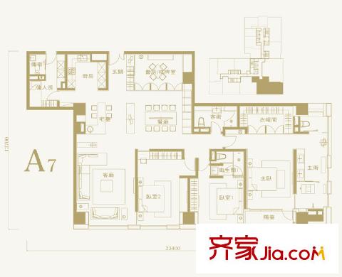 长安太和A7户型 5室2厅4卫1厨