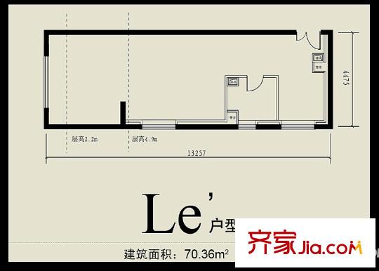 首城双景le‘户型 1室1卫1厨