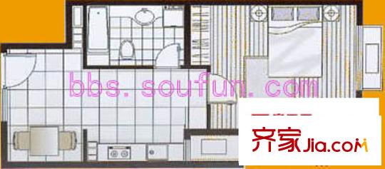 恋日嘉园二期户型图户型图 1室1厅1卫1厨