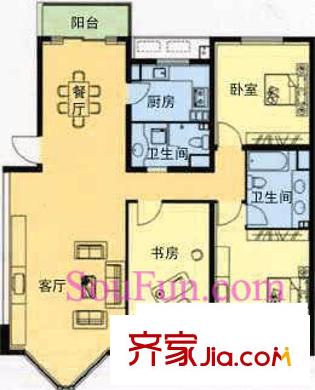 恋日嘉园二期户型图户型图 3室2厅2卫1厨