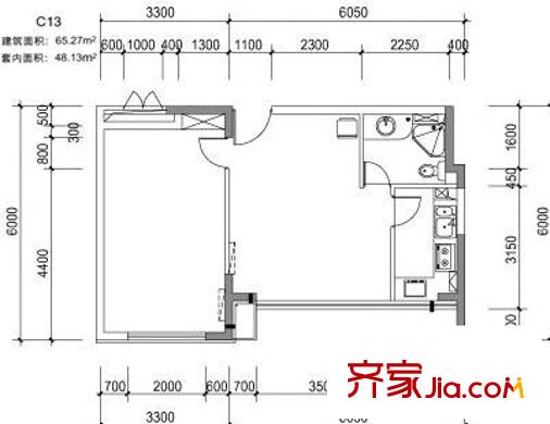 北回歸線戶型圖戶型圖 1室1廳1衛(wèi)1廚