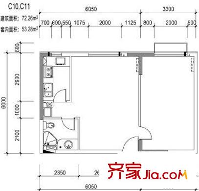 北回歸線戶型圖戶型圖 1室1廳1衛(wèi)1廚
