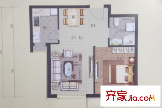 唐人宜居4#5#6#7#D2戶型 1室2廳1衛(wèi)1廚