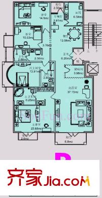 亚运新新家园户型图B5号楼B户型 4室3厅3卫1厨