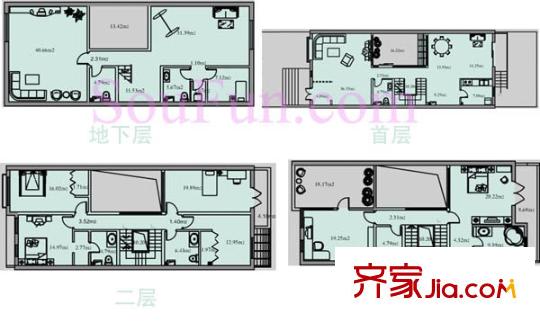 亚运新新家园户型图A2号楼B户型 5室3厅5卫1厨