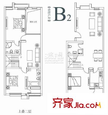 湯HOUSE別墅戶型圖湯山庭院戶型圖B2 3室2廳3衛(wèi)1廚