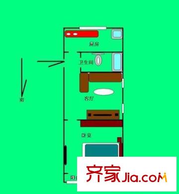 小关北里户型图户型图 1室1厅1卫1厨