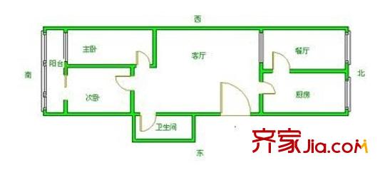 小关北里户型图户型图 2室2厅1卫1厨