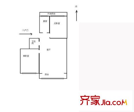 建新北区户型图户型图 2室1厅1卫1厨