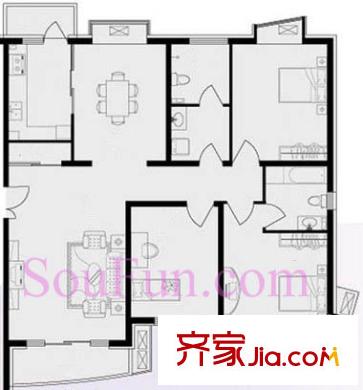 瑞康家园户型图户型图 3室2厅2卫1厨