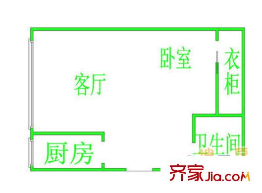 万年花城回迁房 1室 户型图