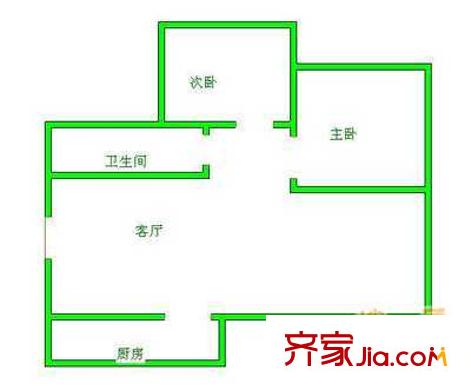 万年花城回迁房 2室 户型图