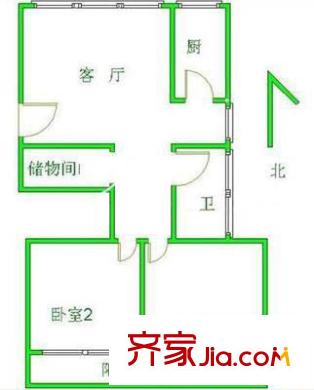 荟康苑户型图户型图 2室1厅1卫1厨