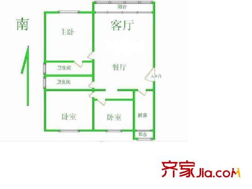 龍躍苑東五區(qū) 3室 戶型圖