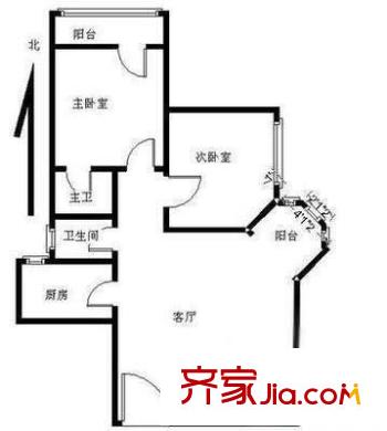 阳光四季户型图户型图 2室1厅2卫1厨