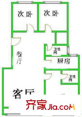阳光四季户型图户型图 3室2厅2卫1厨