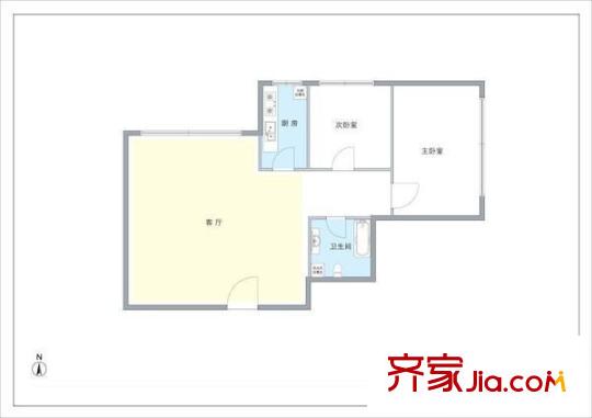 阳光四季户型图2室 户型图 2室1厅1卫1厨
