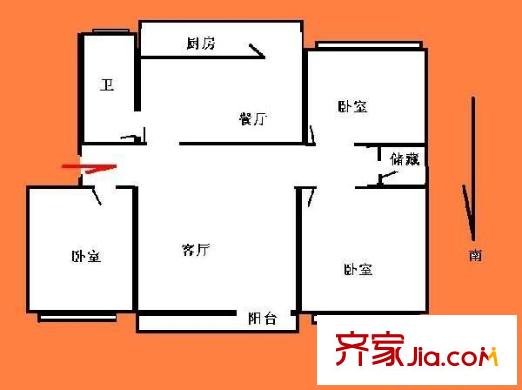 万年花城四期户型图户型图 3室2厅1卫1厨