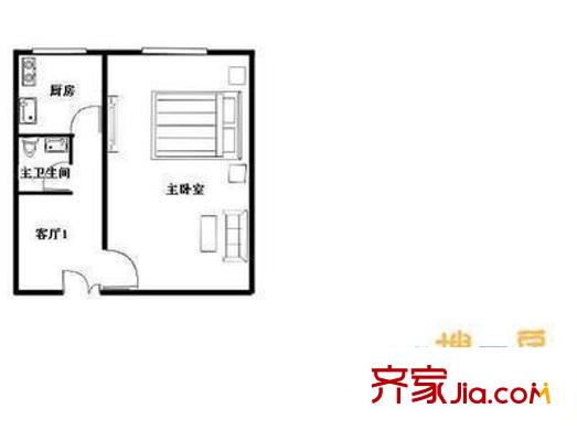 万年花城四期户型图户型图 1室1厅1卫1厨