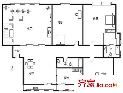 莱茵河畔户型图3室 户型图 3室2厅2卫1厨