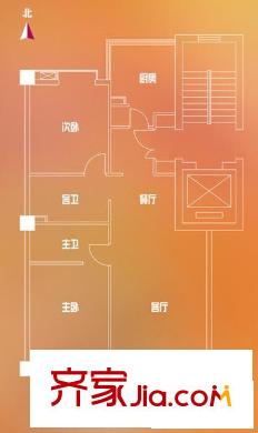 冠雅苑戶(hù)型圖1.2.3單元三層02戶(hù)型 2室2廳2衛(wèi)1廚