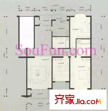 莱茵河畔户型图三室二厅二卫 3室2厅2卫1厨
