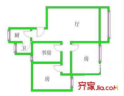 开阳里小区户型图3室户型图 3室1厅1卫1厨