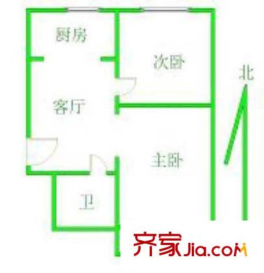 开阳里小区户型图2室户型图 2室1厅1卫1厨