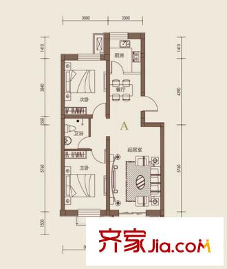盛世峰景戶型圖A戶型 2室2廳1衛(wèi)1廚