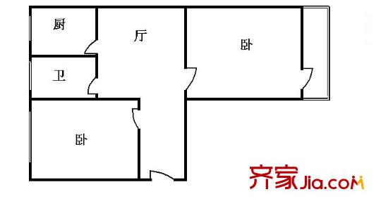 四方景园四区户型图2室户型图 2室1厅1卫1厨
