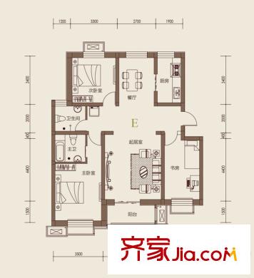 盛世峰景戶型圖E戶型 3室2廳2衛(wèi)1廚