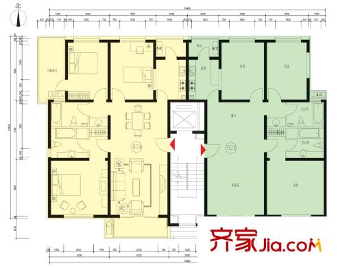 世紀花園119號樓戶型圖B戶型圖 3室2廳2衛(wèi)1廚