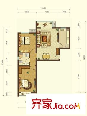 首開國風(fēng)美唐三期18、19#標(biāo)準(zhǔn)層C1戶型圖 2室2廳1衛(wèi)1廚