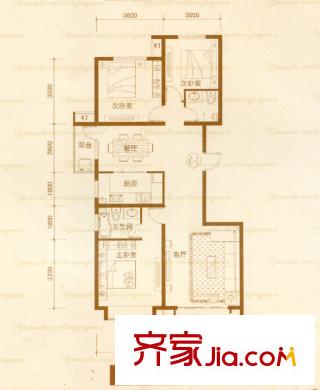 銳點嘉苑戶型圖標準層C-1戶型 3室2廳2衛(wèi)1廚
