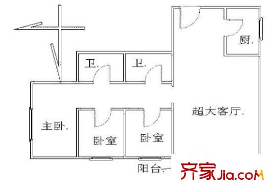 明日嘉园户型图户型图 3室1厅2卫1厨