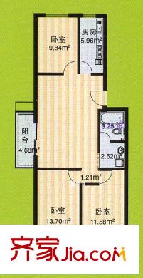 郝莊家園戶型圖戶型圖 3室1廳1衛(wèi)1廚