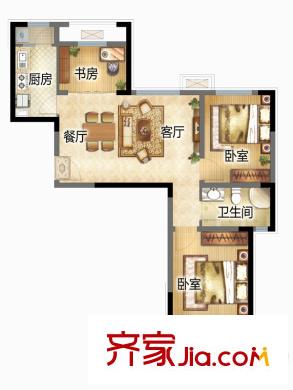 蓝光星华・海悦城D户型 3室2厅1卫1厨