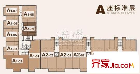 学院派户型图a座标准层(售完)