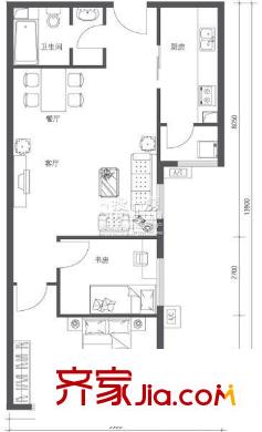 学院派户型图b12户型(售完) 2室2厅1卫1厨