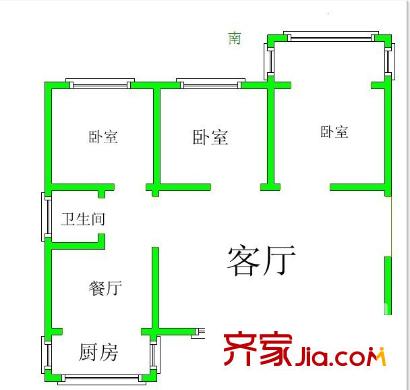 林苑小區(qū)戶型圖3居室 3室2廳1衛(wèi)1廚