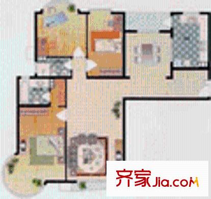 大雄城市花园一幅画卷户型图户型图 3室2厅2卫1厨