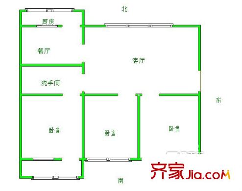 林苑小區(qū)戶型圖3居室 3室2廳1衛(wèi)1廚