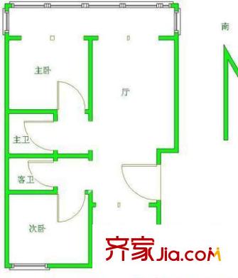 原生墅公寓 2室 户型图