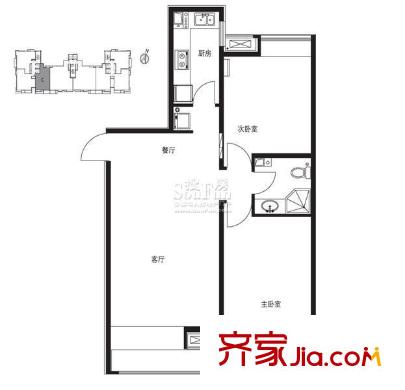 香蜜湾户型图户型图 2室2厅1卫1厨