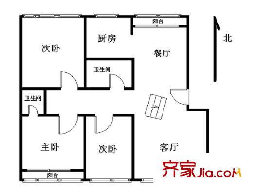 美然绿色家园 3室 户型图