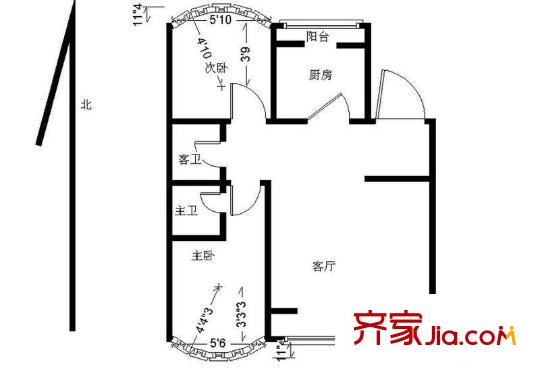上林苑 2室 户型图