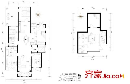 旭辉御府户型图臻邸T2户型图(售完) 3室2厅2卫1厨