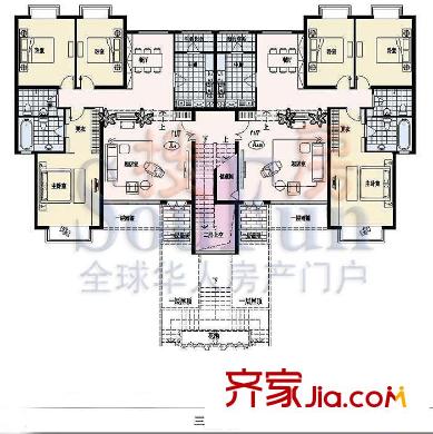 亿城天筑户型图A3/A3反户型 3室2厅2卫1厨