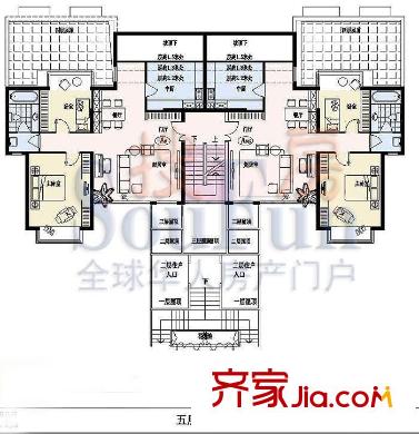 亿城天筑户型图A5/A5反户型 2室2厅1卫1厨