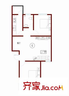 華都圣地戶型圖G戶型 2室2廳1衛(wèi)1廚